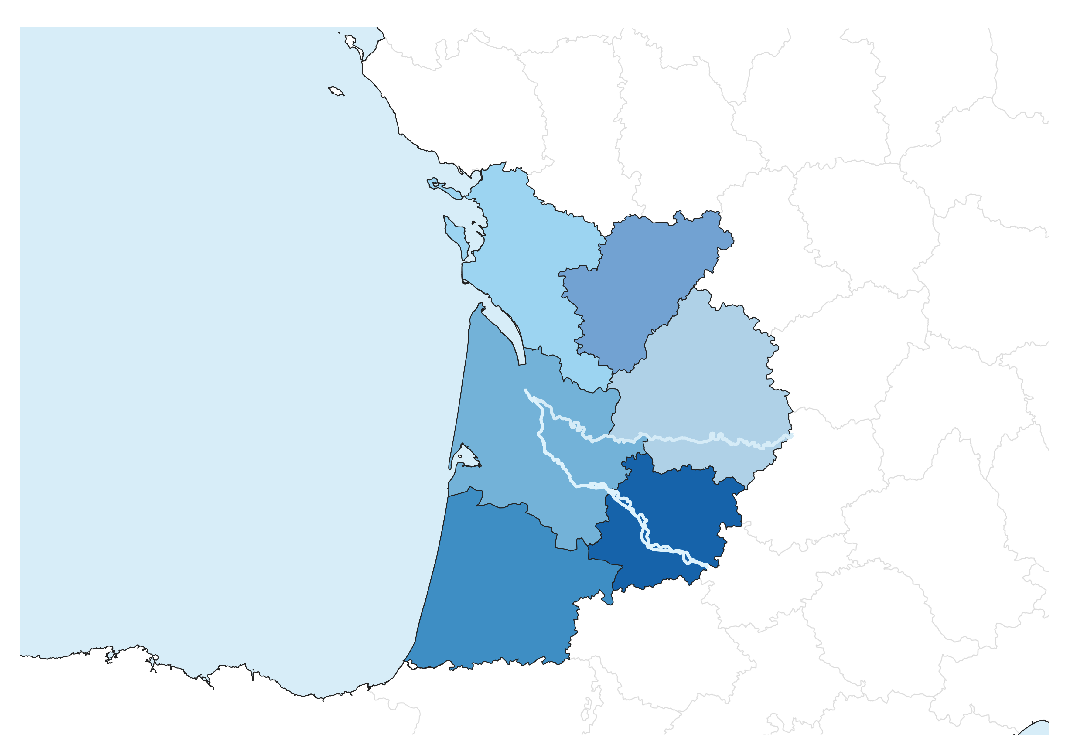Carte zone intervention: Gironde, Charente, Dordogne, Landes, Tarn-et-Garonne